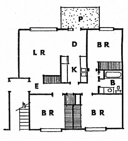 Floor plan for 3 beds, 1.5 baths, 1018 sqft